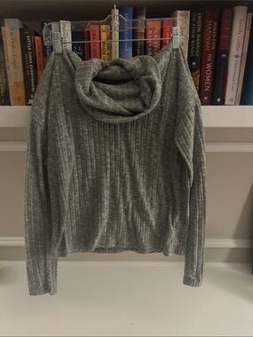 BP Cozy Ribbed Cowl Neck Sweater - Gray